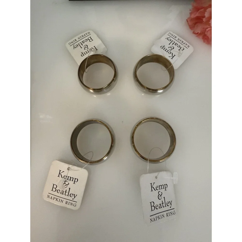 Lot Of 4 Kemp And Beatley‎ Napkin Rings Silver And Gold Tone New With Tags Vtg